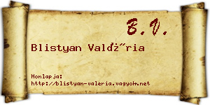 Blistyan Valéria névjegykártya